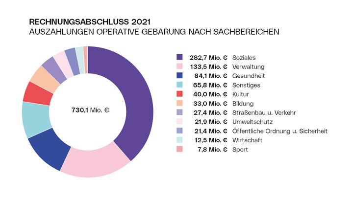 Rechnungsabschluss 2021 - Diagramm Einzahlungen Operative Gebarung nach Sachbereichen