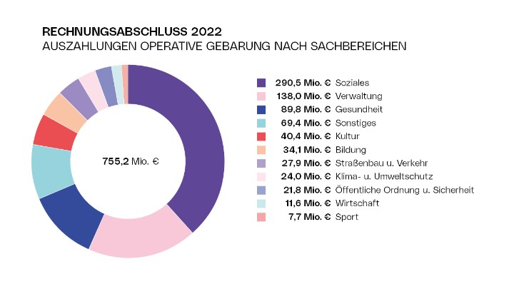 Rechnungsabschluss 2022 - Diagramm Auszahlungen Operative Gebarung nach Sachbereichen