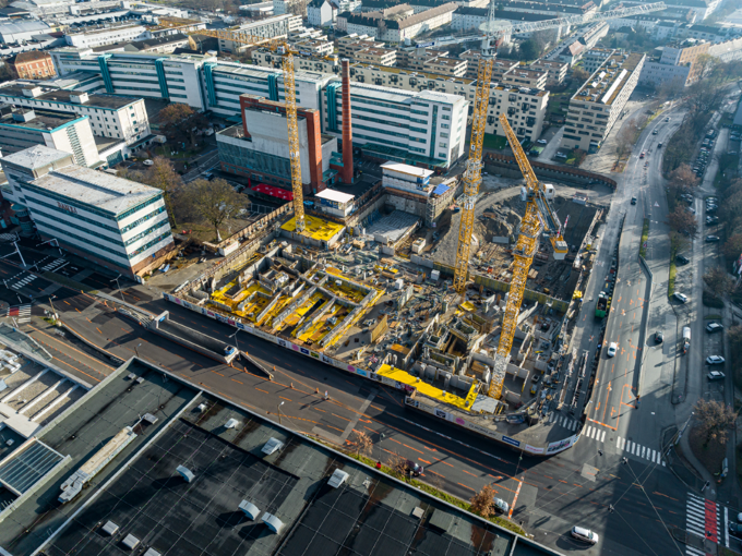 Das Quadrill-Ensemble zählt zu den größten in Bau befindlichen Projekten in Linz, PTU/Pertlwieser