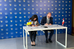 Stadtrat Dietmar Prammer traf auf die neue amtierende Bürgermeisterin von Saporischschja, Frau Regina Kharchenko, zur Vertiefung der Städtepartnerschaft.