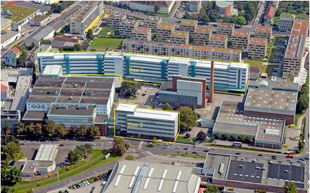 Gelände der Tabakfabrik mit Bau 1 und Bau 2 (Foto: Stadtplanung/Pertlwieser) 